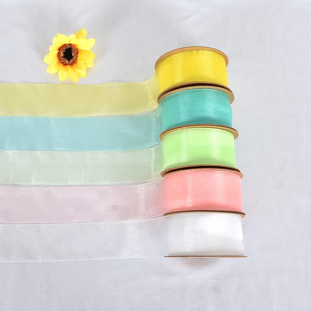 1-1/2 Inch White Organza Ribbon 25 Yards Sheer Chiffon Ribbons for Crafts Wedding Christmas Tree Decorations Valentine's Day Gift Wrapping Bow Making Floral Bouquets Wrapping - Just Closeouts Canada Inc.