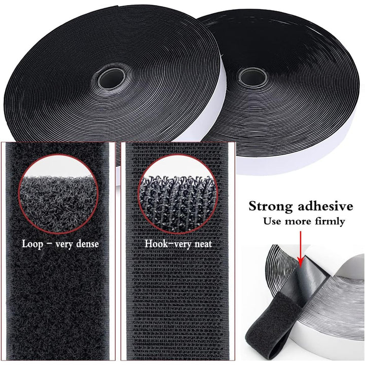 1 Inch x 26 Feet Heavy Duty Hook and Loop Tape Roll - Industrial Strength Self - Adhesive Sticky Back Fastener Strips for Home, Office, Car, DIY Crafts, Carpets, Mosquito Nets & Indoor/Outdoor Use - Just Closeouts Canada Inc.