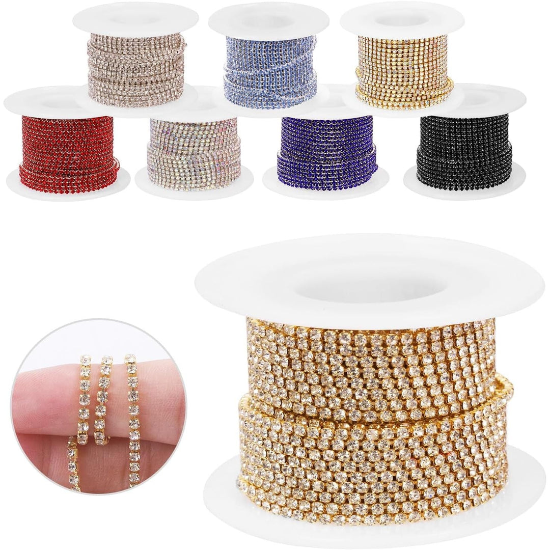 1 Roll 2mm x 10 Yards Rhinestone Chain, AB Color Premium Crystal Rhinestone Close Chain Trim Beaded Claw Cup Chain Roll for Sewing Craft Jewelry Party Wedding Decoration (Gold Base) - Just Closeouts Canada Inc.X003SKDVMJ