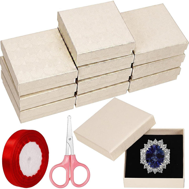 10 Beige Jewelry Gift Boxes with Ribbon and Scissors - Just Closeouts Canada Inc.X0043BX519