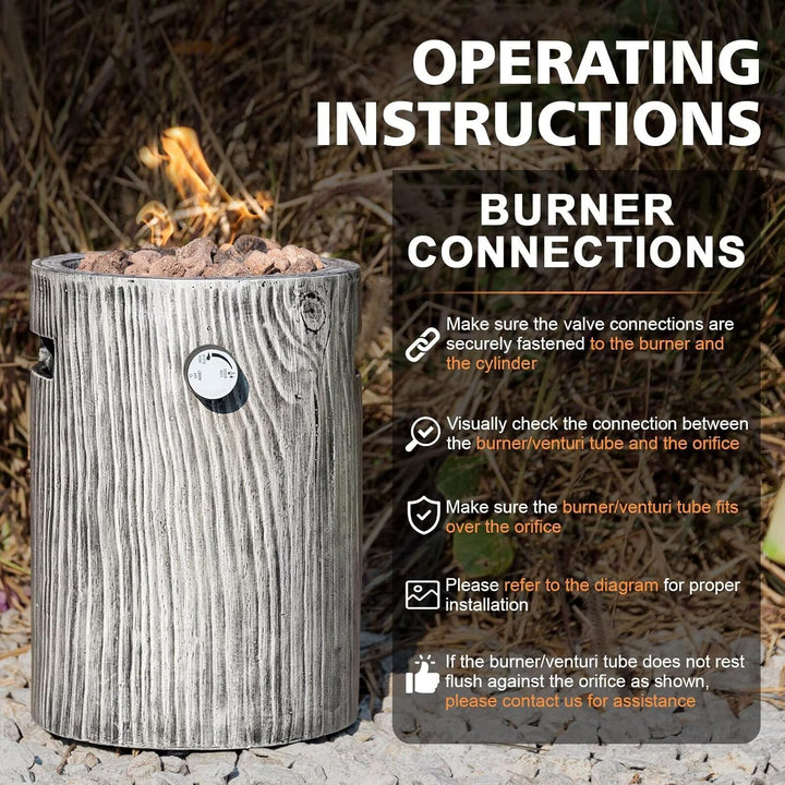 10 Inch Propane Fire Pit Round Base, 10,000 BTU Outdoor Propane Fire Pit with Lava Rocks, Fire Water Resistant Anti - Freezing Composite Materials, CSA Certified Fire Pit for Patio, Garden - Just Closeouts Canada Inc.