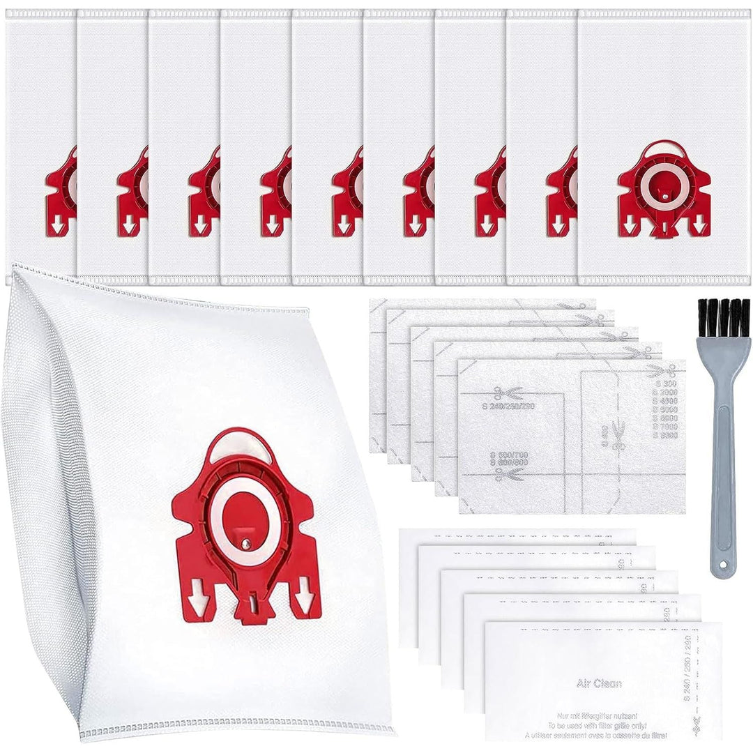 10 Pack Replacement Miele Vacuum Bag,3D AirClean Dust Bags Compatible with Miele GN Series Classic C1, Complete C1/C2/C3,S2,S3,S4,S5,S6,S7,S8 Series Vacuum Cleaner Bags with 10 Filters and 1 Brushes - Just Closeouts Canada Inc.X003YGOLFN