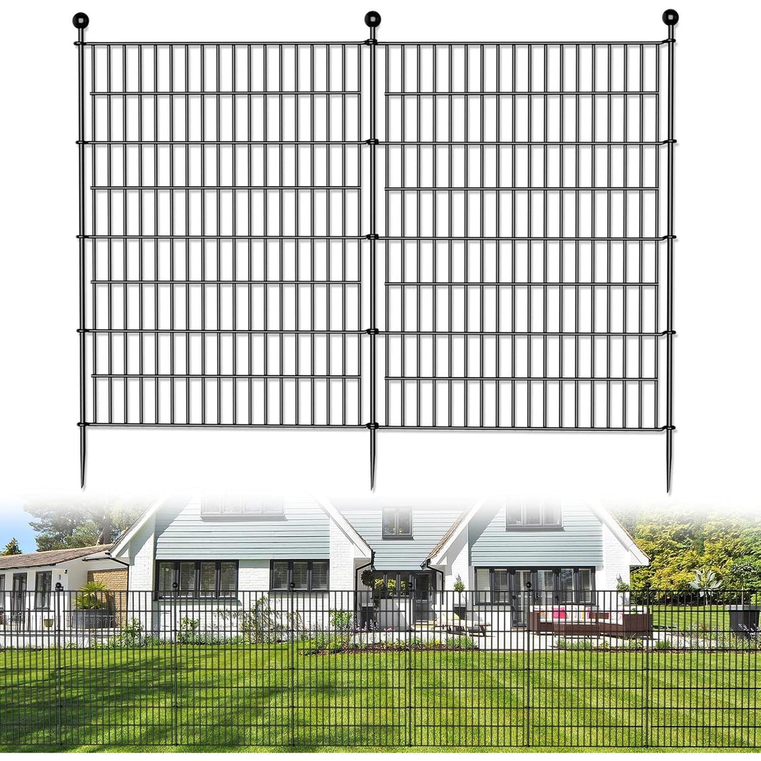 10 Panels No Dig Decorative Outdoor Garden Fence for Yard, 40 in(H) X 23.6 ft(L) Animal Barrier Fencing Rustproof Metal Wire Panel Border for Dog, Rabbits, and Patio Temporary Ground Stakes - Just Closeouts Canada Inc.