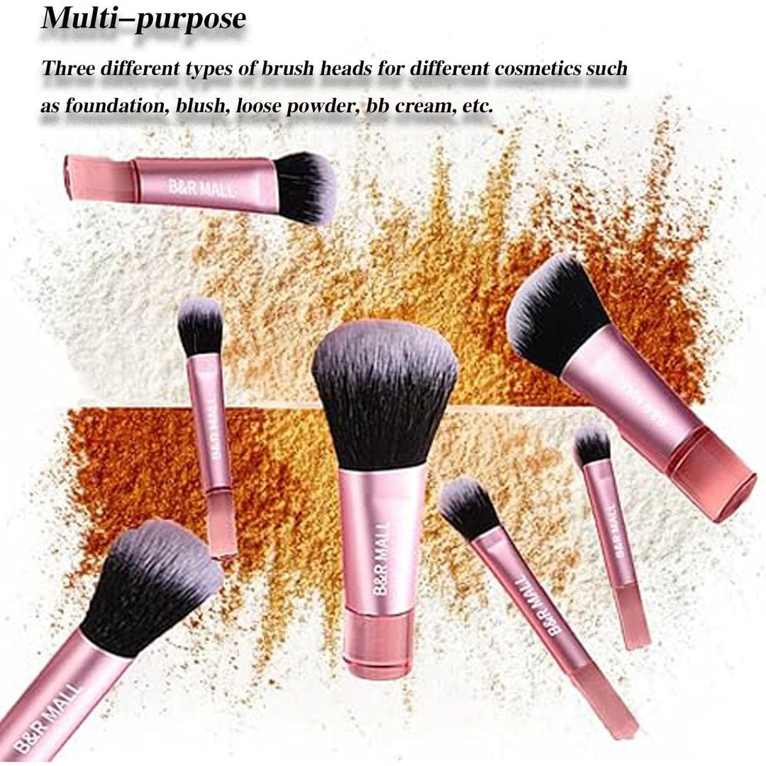 10-Piece Mixed-Colour Travel Makeup Brush Set with Pouch - Just Closeouts Canada Inc.