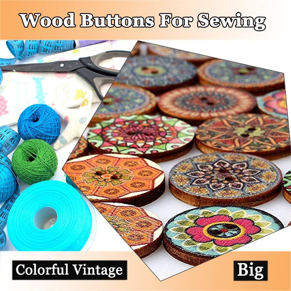 100 Assorted 1-Inch Colourful Wood Buttons - Just Closeouts Canada Inc.X0041W5YYB