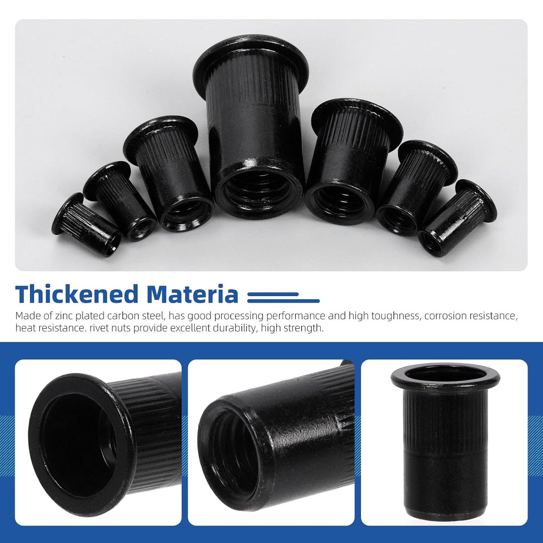 100 Black Zinc-Plated 1/4-20 UNC Flat Head Rivet Nuts - Just Closeouts Canada Inc.