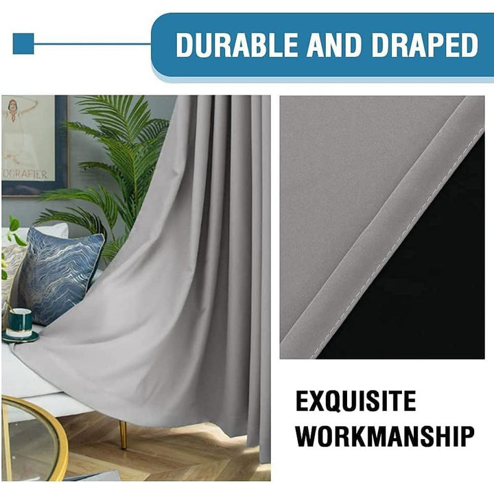 100% Blackout Curtains for Bedroom Thermal Insulated Blackout Curtains 63 inch Length Heat and Full Light Blocking Curtains for Living Room with Black Liner 2 Panels Set, Dove Gray - Just Closeouts Canada Inc.