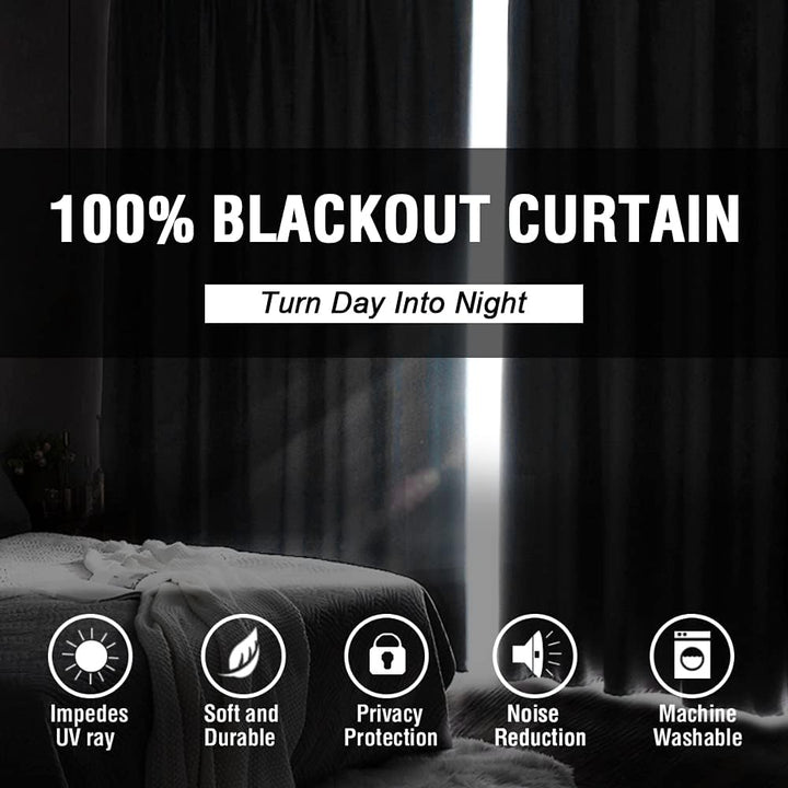 100% Blackout Curtains for Bedroom, Thermal Insulated Blackout Curtains Sage Green 96 inch Long, Heat and Light Blocking Curtains for Living Room Grommet Window Curtains 2 Panels Set - Just Closeouts Canada Inc.