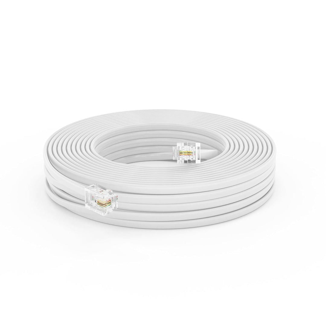 100 ft White Two-Conductor RJ11 Telephone Line Cable - Just Closeouts Canada Inc.