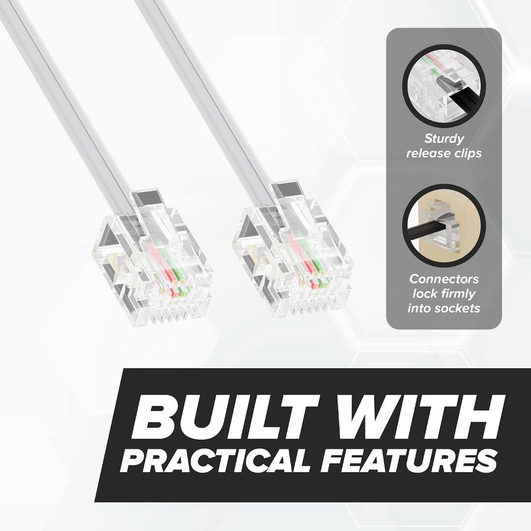 100 ft White Two-Conductor RJ11 Telephone Line Cable - Just Closeouts Canada Inc.