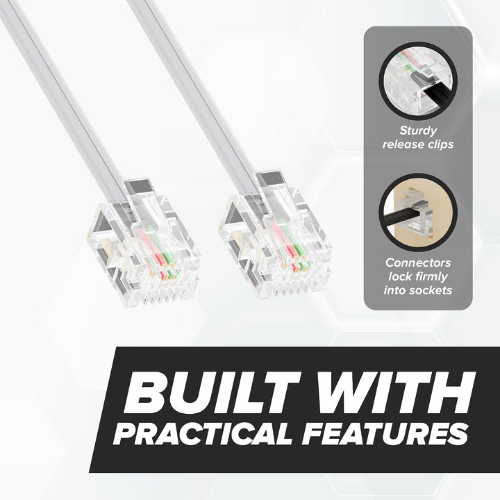 100 ft White Two-Conductor RJ11 Telephone Line Cable - Just Closeouts Canada Inc.