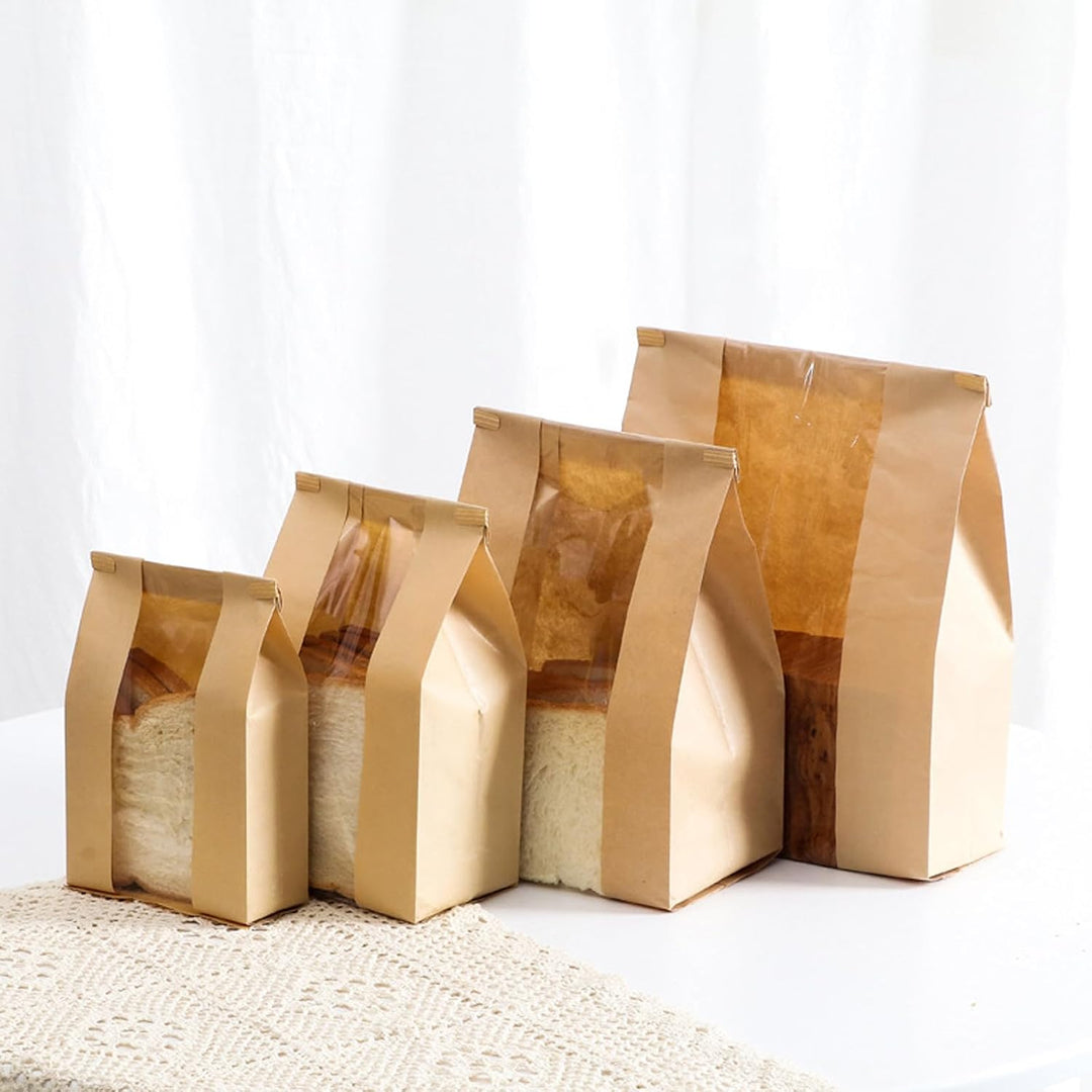 100 Kraft Bread Bags with Windows and Tin Ties, 13.7 × 8.2 × 3.5 In. - Just Closeouts Canada Inc.