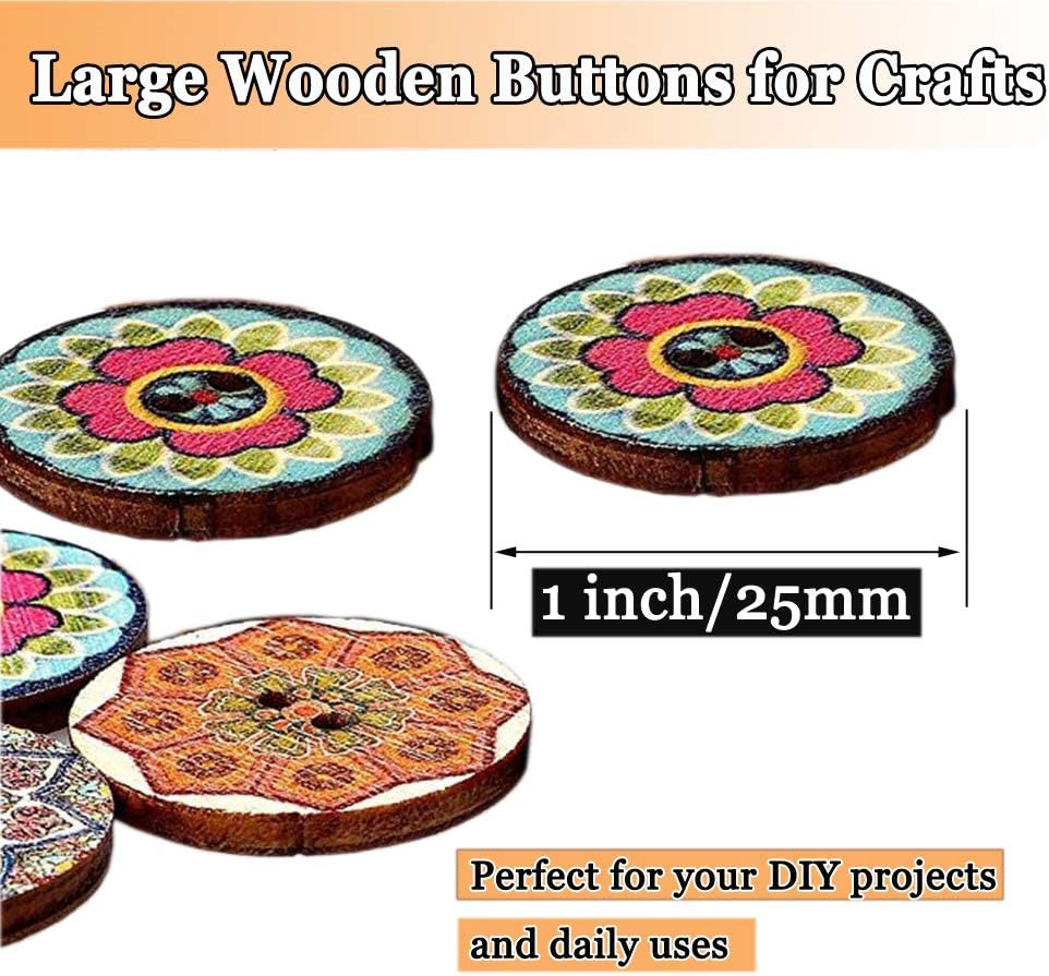 Assorted 1-inch colourful wood buttons, view 4
