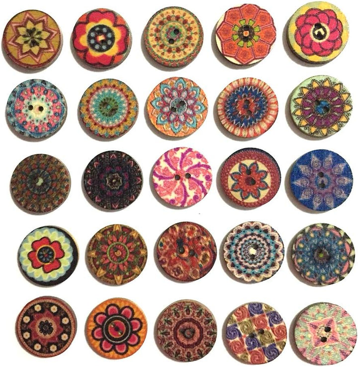 Assorted 1-inch colourful wood buttons, view 5