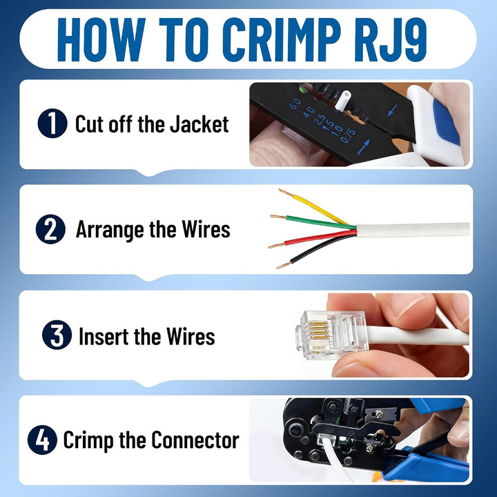 100-Pack Clear RJ9 4P4C Handset Cord Crimp Plugs - Just Closeouts Canada Inc.
