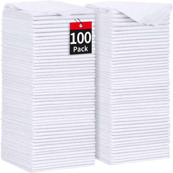 100-Pack White Microfiber Cleaning Cloths, 11.5 × 11.5 in - Just Closeouts Canada Inc.X0042YG3T3