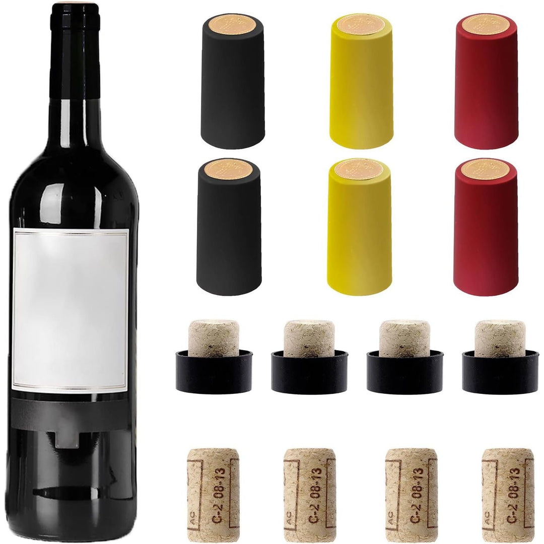 100 Pack Wine Bottle Cork Tops Stoppers and PVC Heat Shrink Capsules Set - 55 Pcs Corks and 45 Pcs 3 Color Shrink Capsules for Wine Bottles and Making - Just Closeouts Canada Inc.X003BISQC3