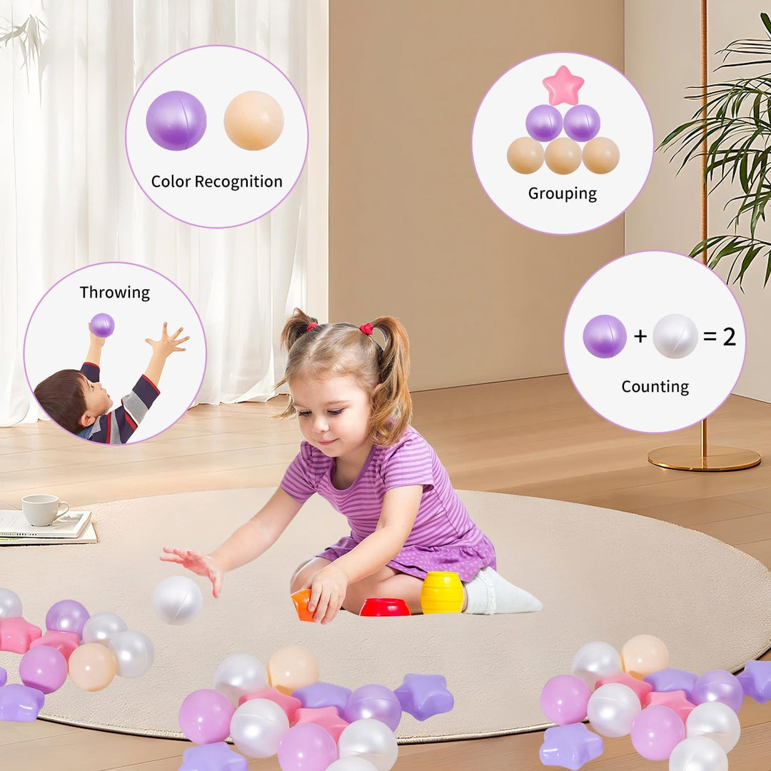100 Pastel Star and Round Ball Pit Balls, 2.15 in - Just Closeouts Canada Inc.