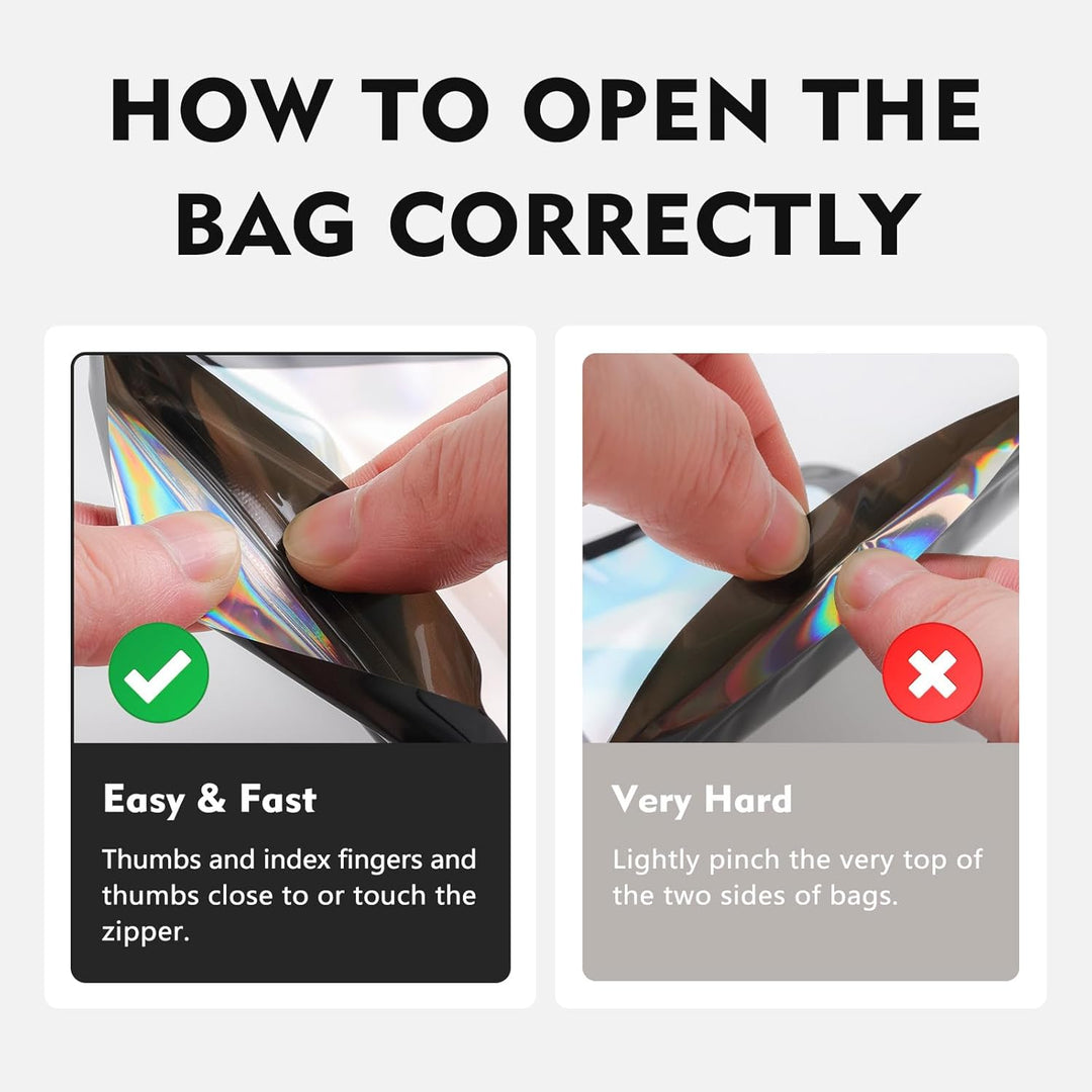 100 pcs Black Mylar Holographic Bags Packaging Bags,Clear Resealable Foil Pouch Zipper Bags for Food Storage,Lipgloss,Jewelry,Eyelash Packaging (3.5''x6.3'') - Just Closeouts Canada Inc.