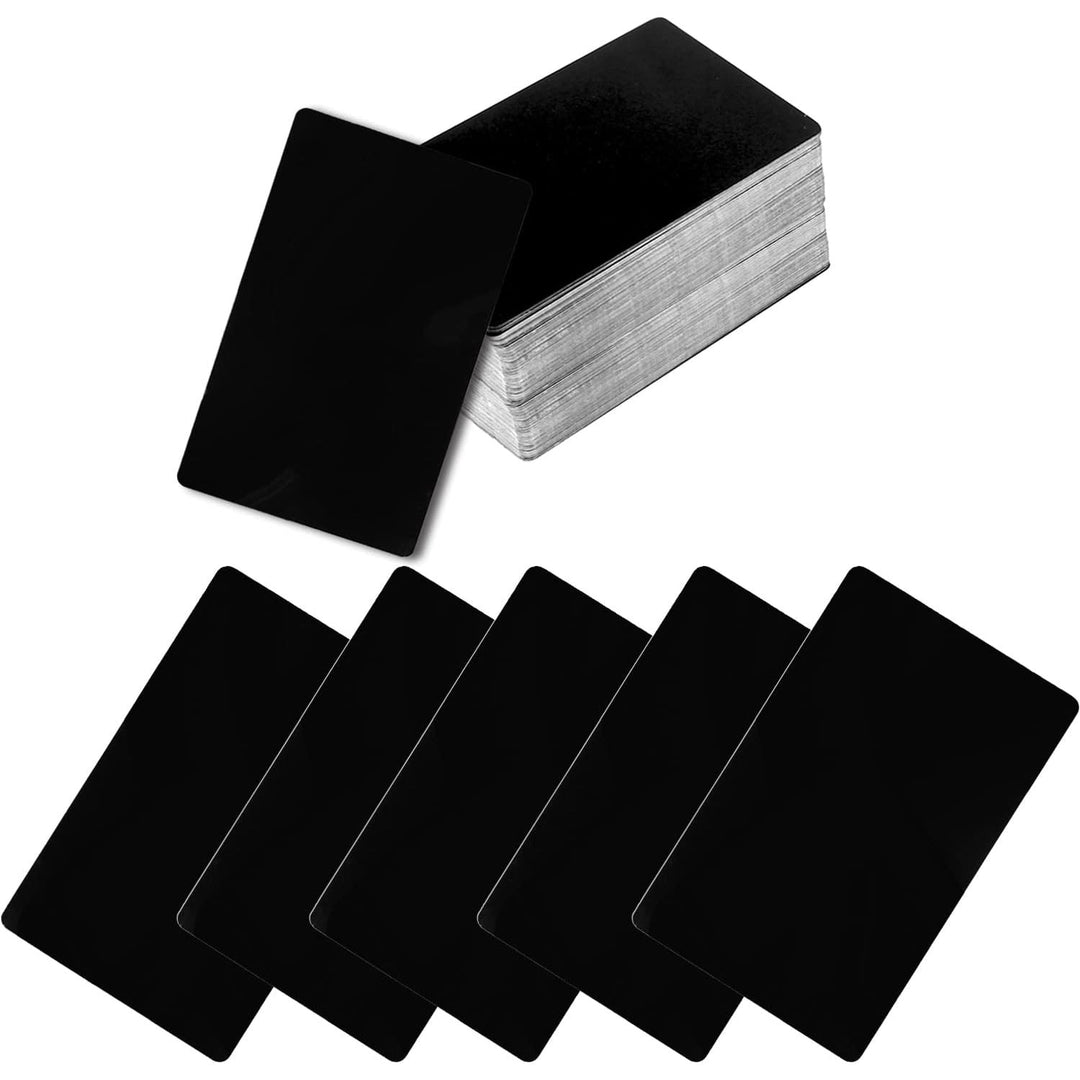 100 Pcs Blank Metal Business Cards, 0.2mm Aluminum Laser Engraved Black Name Card, Metallic Office Name Cards DIY Gift, VIP Cards DIY (86 x 54 mm) - Just Closeouts Canada Inc.