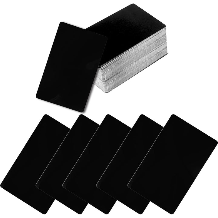 100 Pcs Blank Metal Business Cards, 0.2mm Aluminum Laser Engraved Black Name Card, Metallic Office Name Cards DIY Gift, VIP Cards DIY (86 x 54 mm) - Just Closeouts Canada Inc.