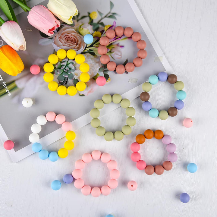 100-Piece Grey, Black and White 15 mm Silicone Bead Set - Just Closeouts Canada Inc.