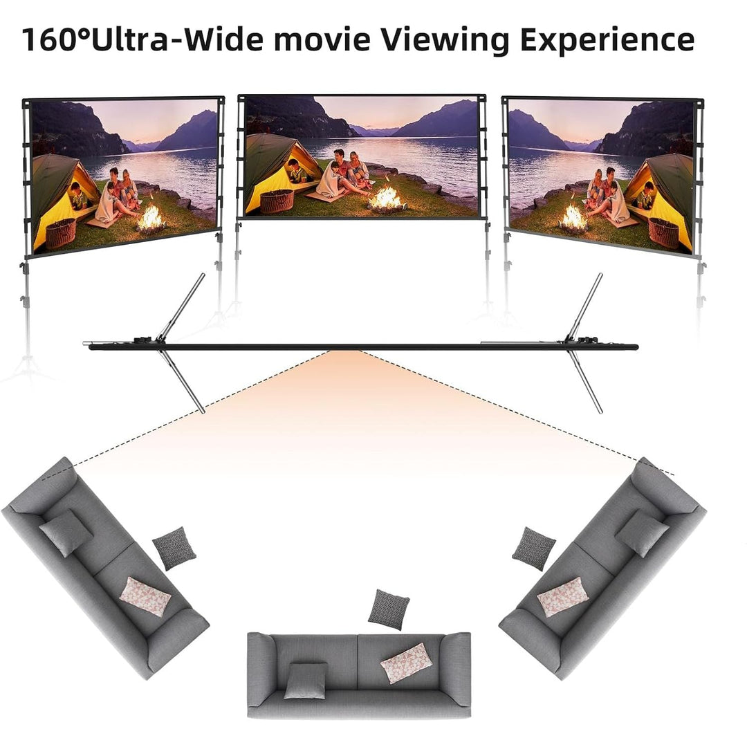 100 Projector Screen with Stand Foldable Portable Movie Screen 100”（16：9）, HD 4K Double Sided Projection Screen with Carry Bag Indoor Outdoor Video Screen for Home Theater - Just Closeouts Canada Inc.