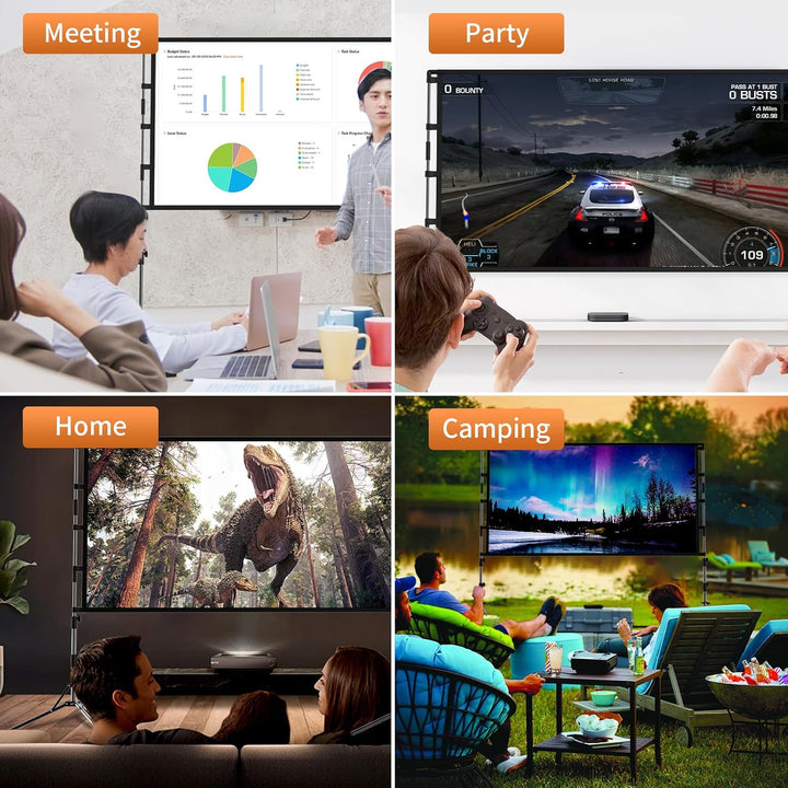 100 Projector Screen with Stand Foldable Portable Movie Screen 100”（16：9）, HD 4K Double Sided Projection Screen with Carry Bag Indoor Outdoor Video Screen for Home Theater - Just Closeouts Canada Inc.