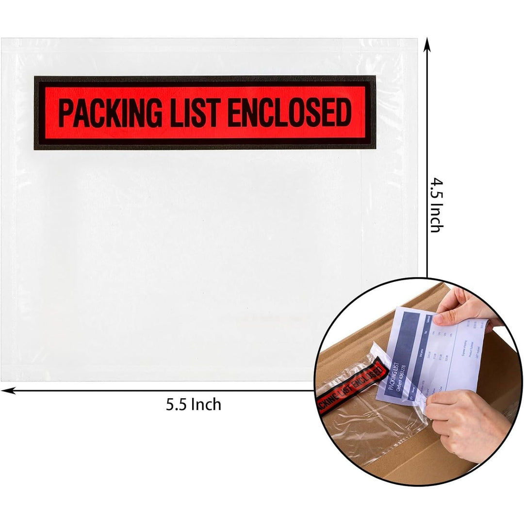 1000 Pcs Packing List Envelopes 4.5" x 5.5", Clear Adhesive Invoice Packing Slip Envelope Pouches Shipping Label Sleeves Top Loading Packing List Enclosed Bags for Mailing - Just Closeouts Canada Inc.