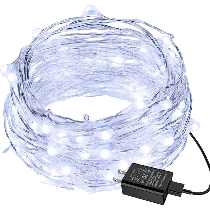 100LED 33ft White String Lights, Plug - in Waterproof Decorative Fairy Lights, Firefly Lights with UL Power Adapter for Bedroom Home Garden Wedding Party Indoor Outdoor Decorations - Just Closeouts Canada Inc.