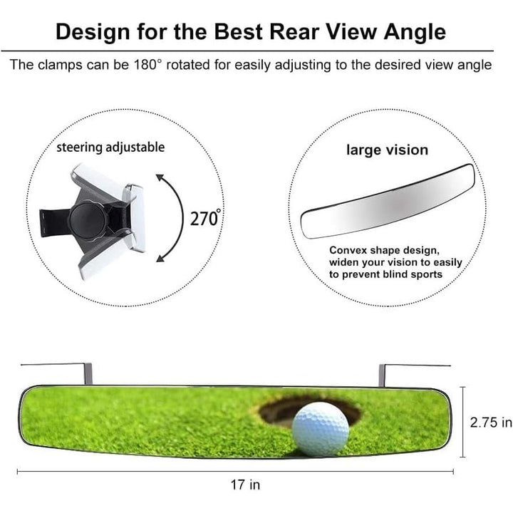 10L0L Golf Cart Rear View Mirror, 16.5 Inch Extra Wide 180 Degree Panoramic Mirror with Adjustable Viewing Angle Design for EZGO, Club Car, Yamaha - Just Closeouts Canada Inc.