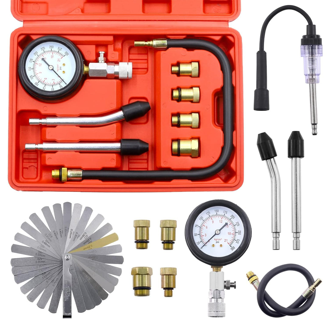 10Pcs Automotive Compression Tester Kit and Spark Plug Tester with Steel Metric and Imperial Feeler Gauge Assortment Kit, Universal Car and Motorcycle Engine Testing Tools - Just Closeouts Canada Inc.X003E9GX1P