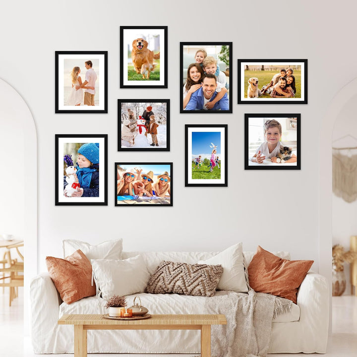 10x14 Picture Frame Set of 4, Photo Frame with HD Plexiglass, Display Pictures 8.5x11 with Mat or 10x14 Without Mat, Black Picture Frames Collage Wall Decor, Gallary Wall Frame - Just Closeouts Canada Inc.6971152696264