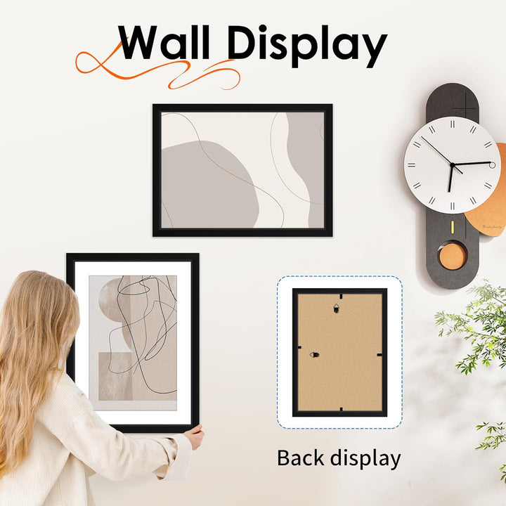 10x14 Picture Frame Set of 4, Photo Frame with HD Plexiglass, Display Pictures 8.5x11 with Mat or 10x14 Without Mat, Black Picture Frames Collage Wall Decor, Gallary Wall Frame - Just Closeouts Canada Inc.6971152696264