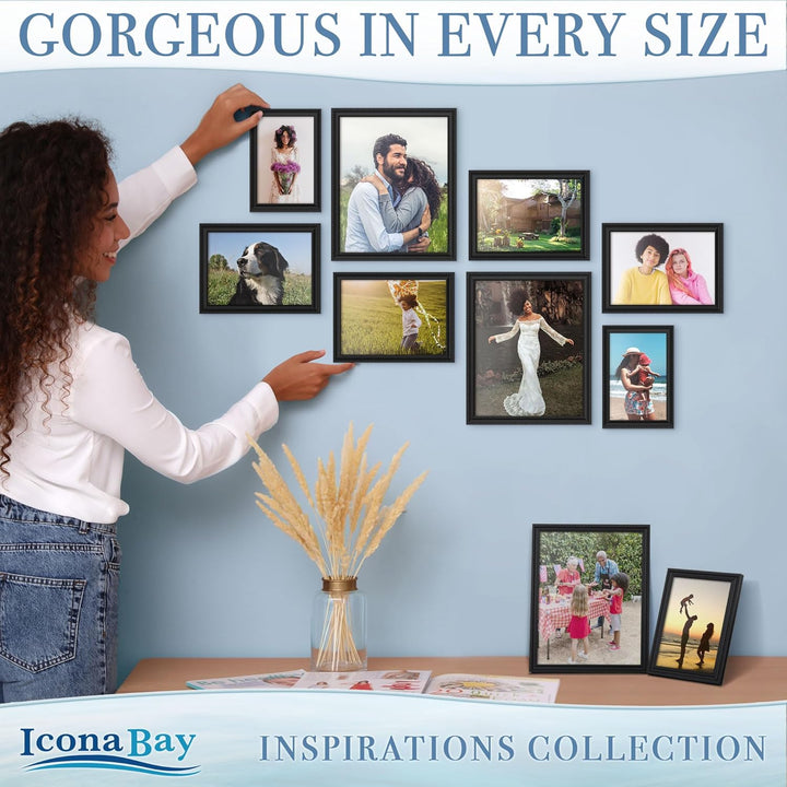 10x15 cm Black Picture Frame - Beautifully Detailed Moulding - Contemporary Picture Frame - Wall Mount or Table Top - Inspirations Collection, 1PK - Just Closeouts Canada Inc.669002366141