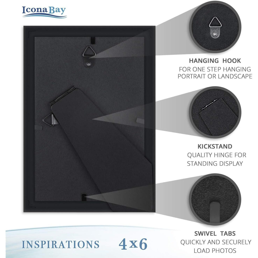 10x15 cm Black Picture Frame - Beautifully Detailed Moulding - Contemporary Picture Frame - Wall Mount or Table Top - Inspirations Collection, 1PK - Just Closeouts Canada Inc.669002366141