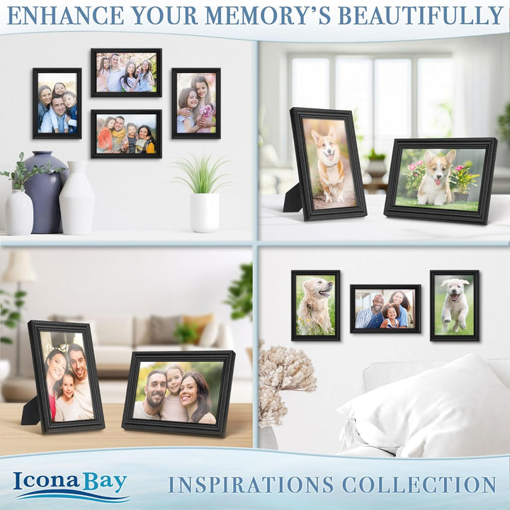10x15 cm Black Picture Frame - Beautifully Detailed Moulding - Contemporary Picture Frame - Wall Mount or Table Top - Inspirations Collection, 1PK - Just Closeouts Canada Inc.669002366141