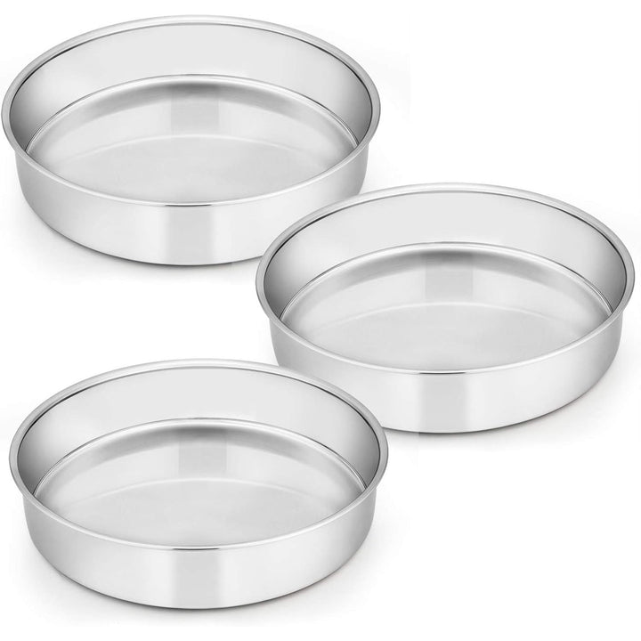 11 Inch Cake Pan Set of 3, Stainless Steel Round Cake Baking Pans, Non - Toxic & Healthy, Mirror Finish & Dishwasher Safe - Just Closeouts Canada Inc.