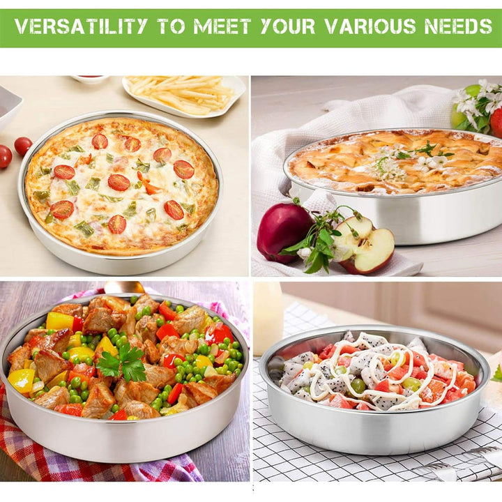 11 Inch Cake Pan Set of 3, Stainless Steel Round Cake Baking Pans, Non - Toxic & Healthy, Mirror Finish & Dishwasher Safe - Just Closeouts Canada Inc.