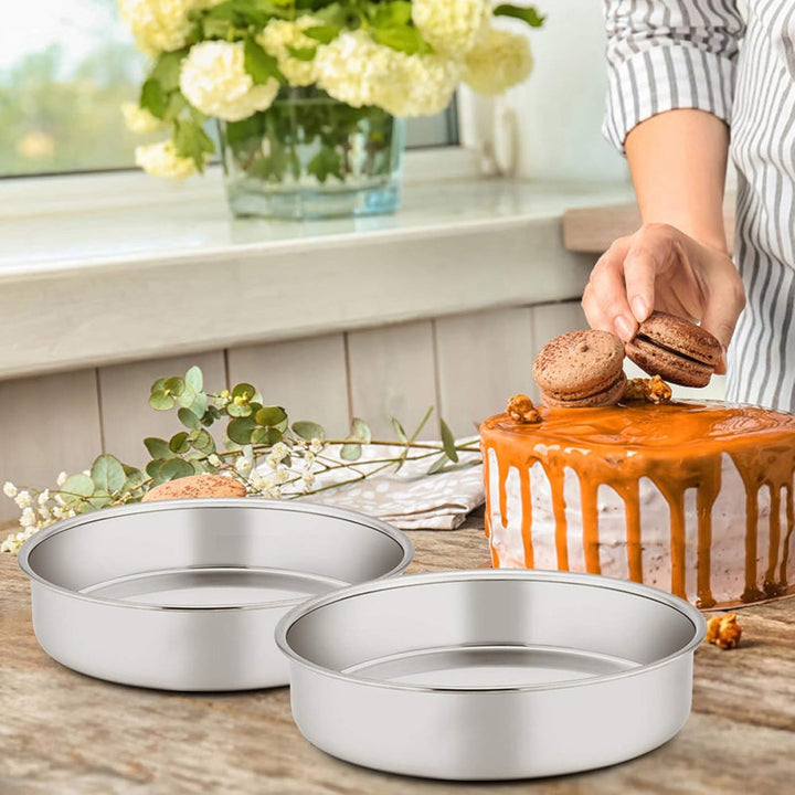 11 Inch Cake Pan Set of 3, Stainless Steel Round Cake Baking Pans, Non - Toxic & Healthy, Mirror Finish & Dishwasher Safe - Just Closeouts Canada Inc.