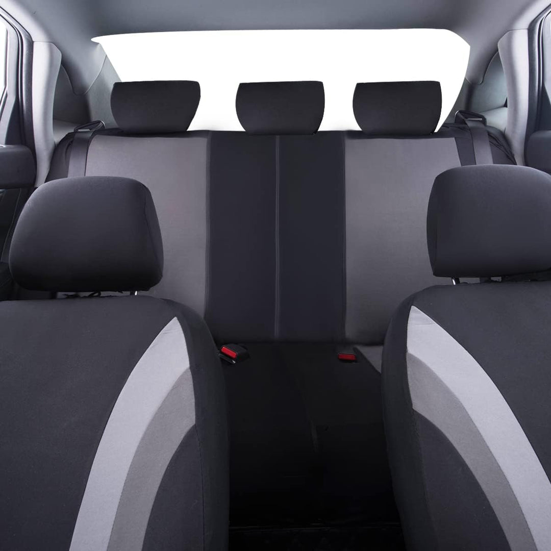 11PCS Universal Fit Car Seat Cover - 100% Breathable with 5mm Composite Sponge Inside, Airbag Compatible (Black with Gray) - Just Closeouts Canada Inc.