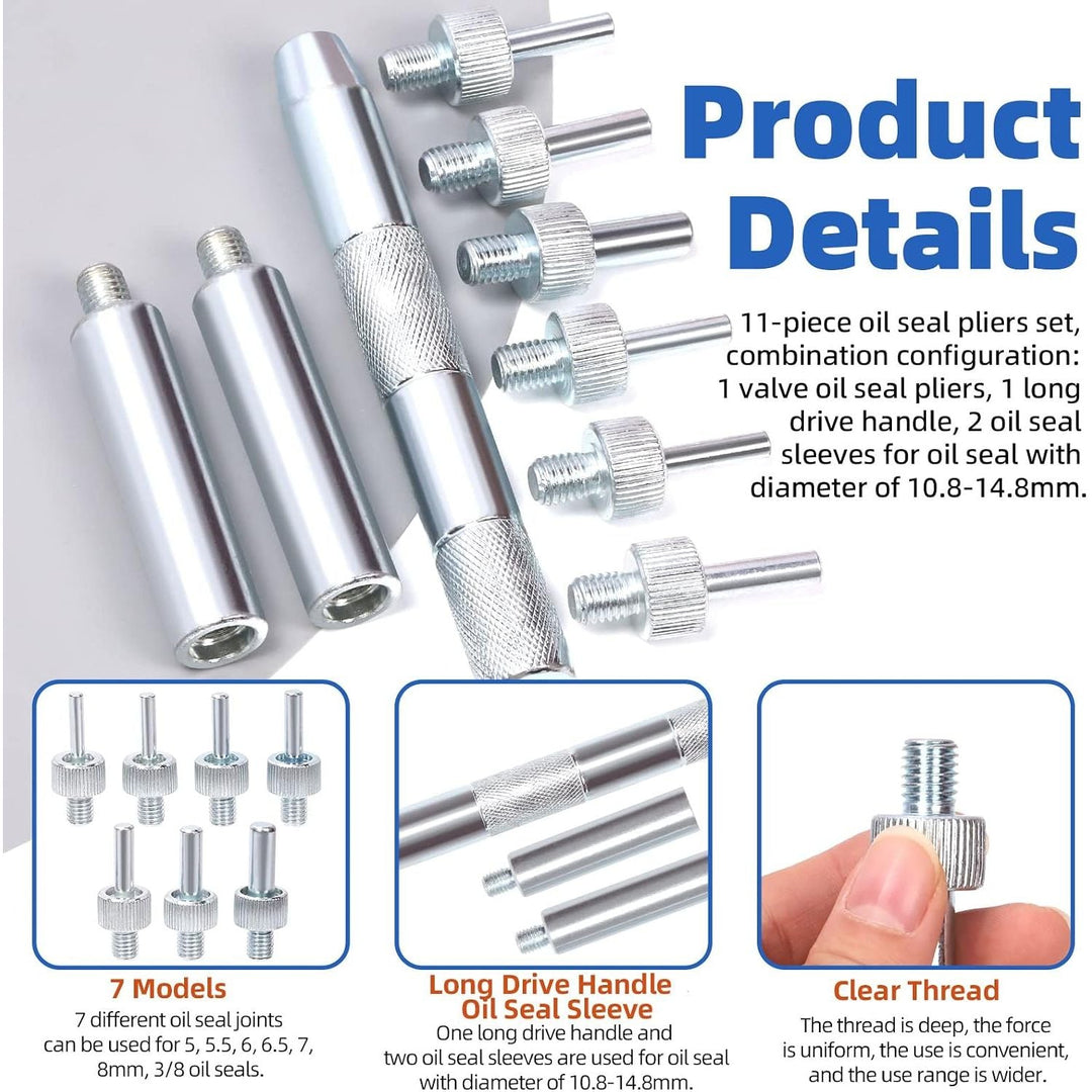 11Pcs Valve Seal Remover and Installer Kit, Professional Valve Stem Seal Removal Tool Kit with Pliers, Drive Handle, Sockets and Seal Adapters for Auto Car Truck Motorcycle Repair - Just Closeouts Canada Inc.X003KYK99L
