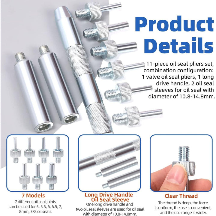 11Pcs Valve Seal Remover and Installer Kit, Professional Valve Stem Seal Removal Tool Kit with Pliers, Drive Handle, Sockets and Seal Adapters for Auto Car Truck Motorcycle Repair - Just Closeouts Canada Inc.X003KYK99L