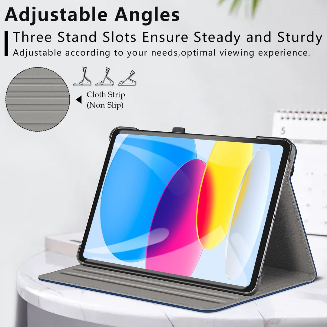 11th Generation Case 11 inch 2025, iPad 10th Generation Case 10.9 Inch 2022, Premium PU Leather Business Folio Stand Cover with Slot, Auto Wake/Sleep, Multi 4 Angles, Blue - Just Closeouts Canada Inc.