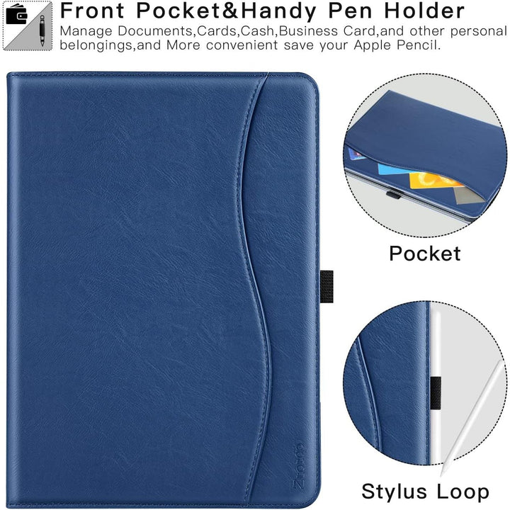 11th Generation Case 11 inch 2025, iPad 10th Generation Case 10.9 Inch 2022, Premium PU Leather Business Folio Stand Cover with Slot, Auto Wake/Sleep, Multi 4 Angles, Blue - Just Closeouts Canada Inc.