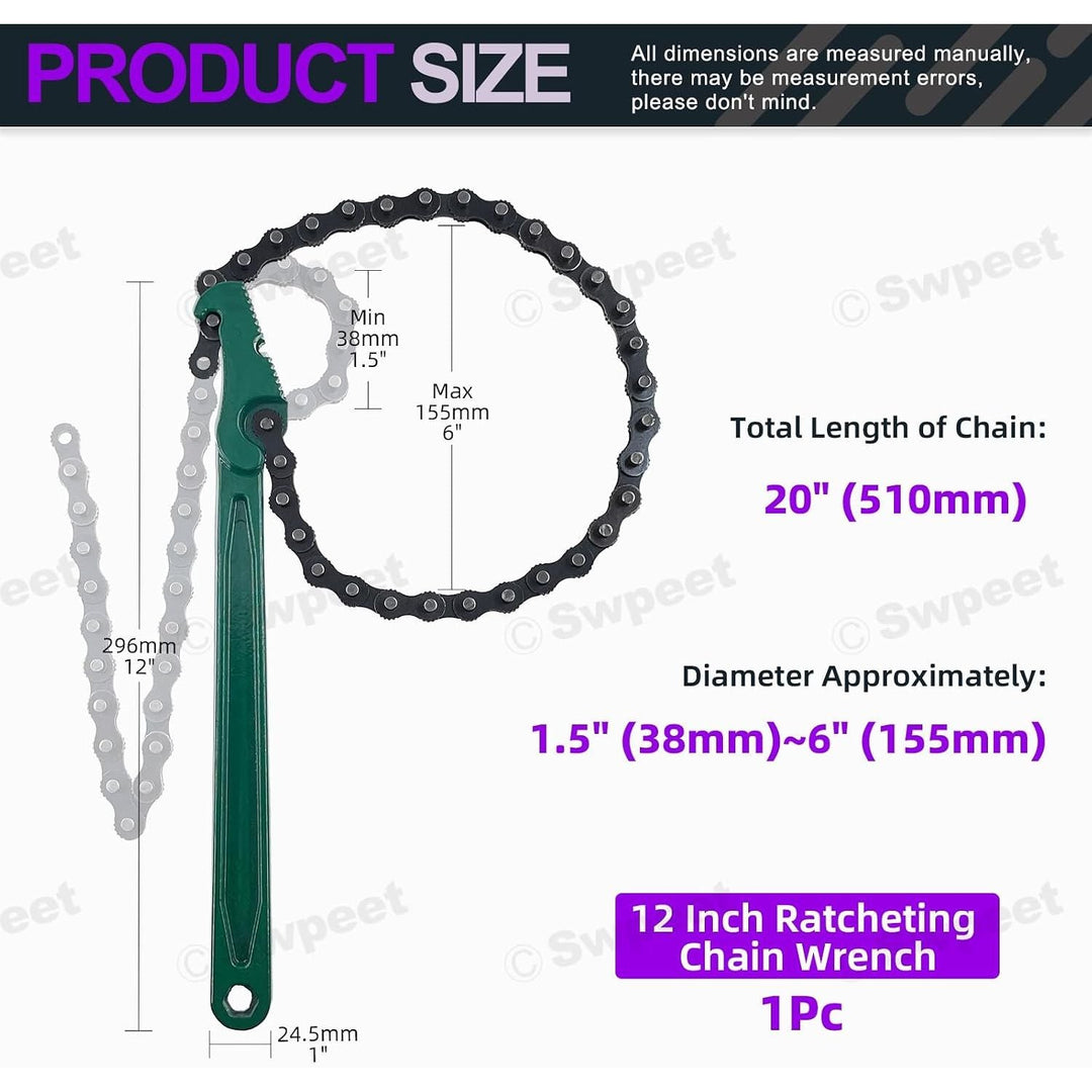 12-Inch Heavy-Duty Ratcheting Chain Wrench, 6-Inch Capacity - Just Closeouts Canada Inc.X003WVHV8J