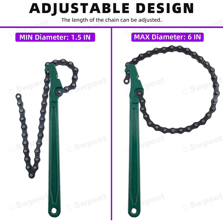 12-Inch Heavy-Duty Ratcheting Chain Wrench, 6-Inch Capacity - Just Closeouts Canada Inc.X003WVHV8J
