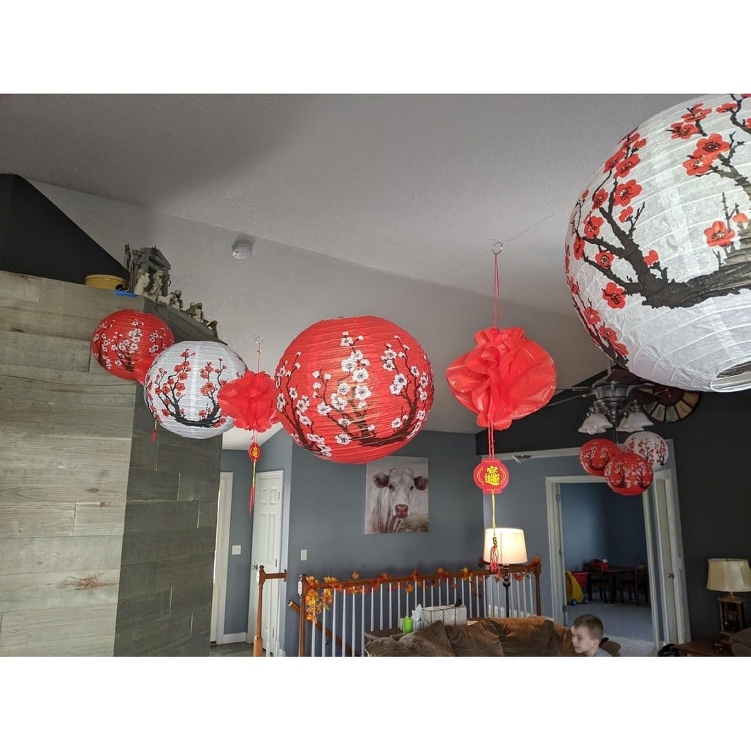 12 Inches Paper Lanterns Decorations Chinese Red Hanging Lanterns for New Year, Spring Festival, Wedding and Restaurant (26) - Just Closeouts Canada Inc.