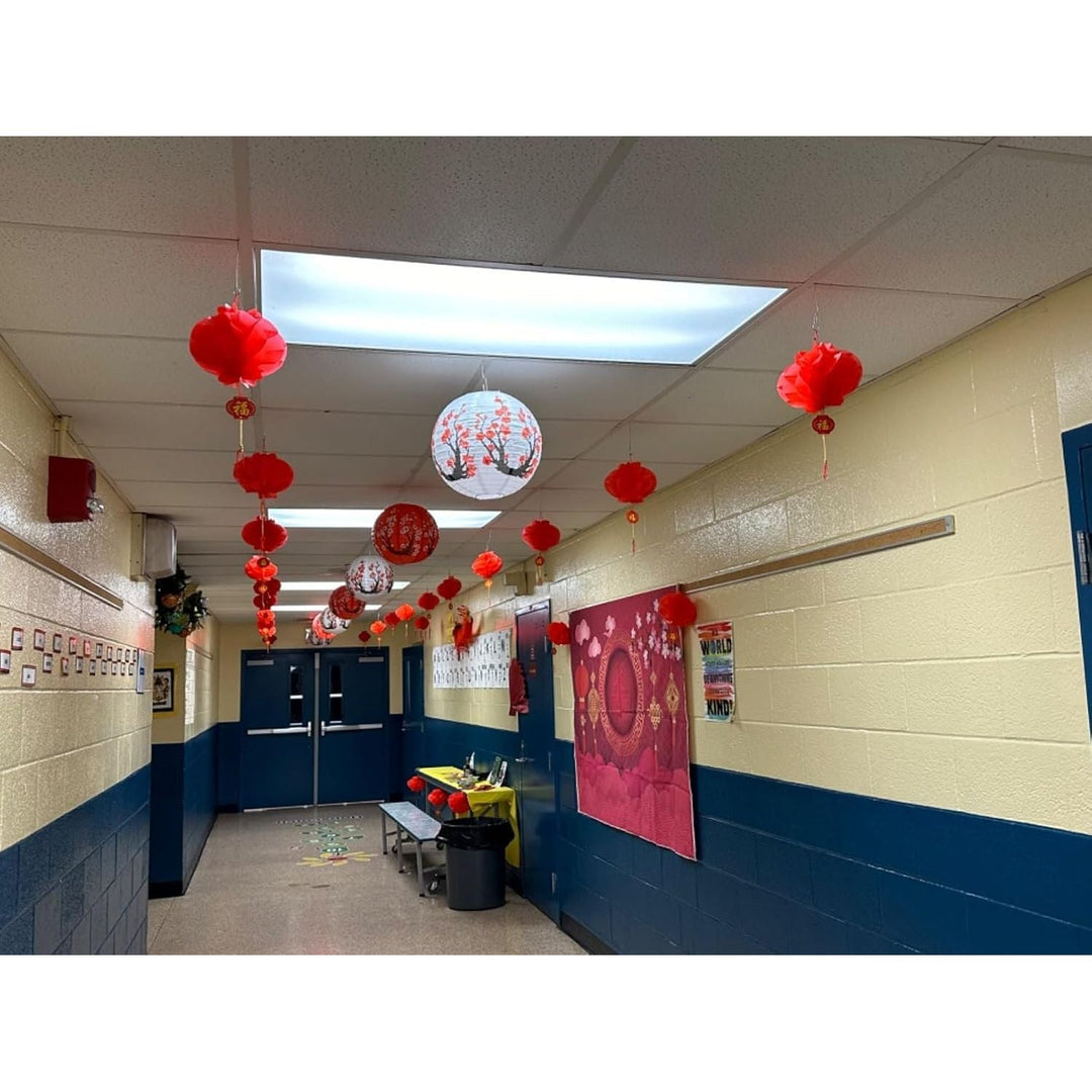 12 Inches Paper Lanterns Decorations Chinese Red Hanging Lanterns for New Year, Spring Festival, Wedding and Restaurant (26) - Just Closeouts Canada Inc.