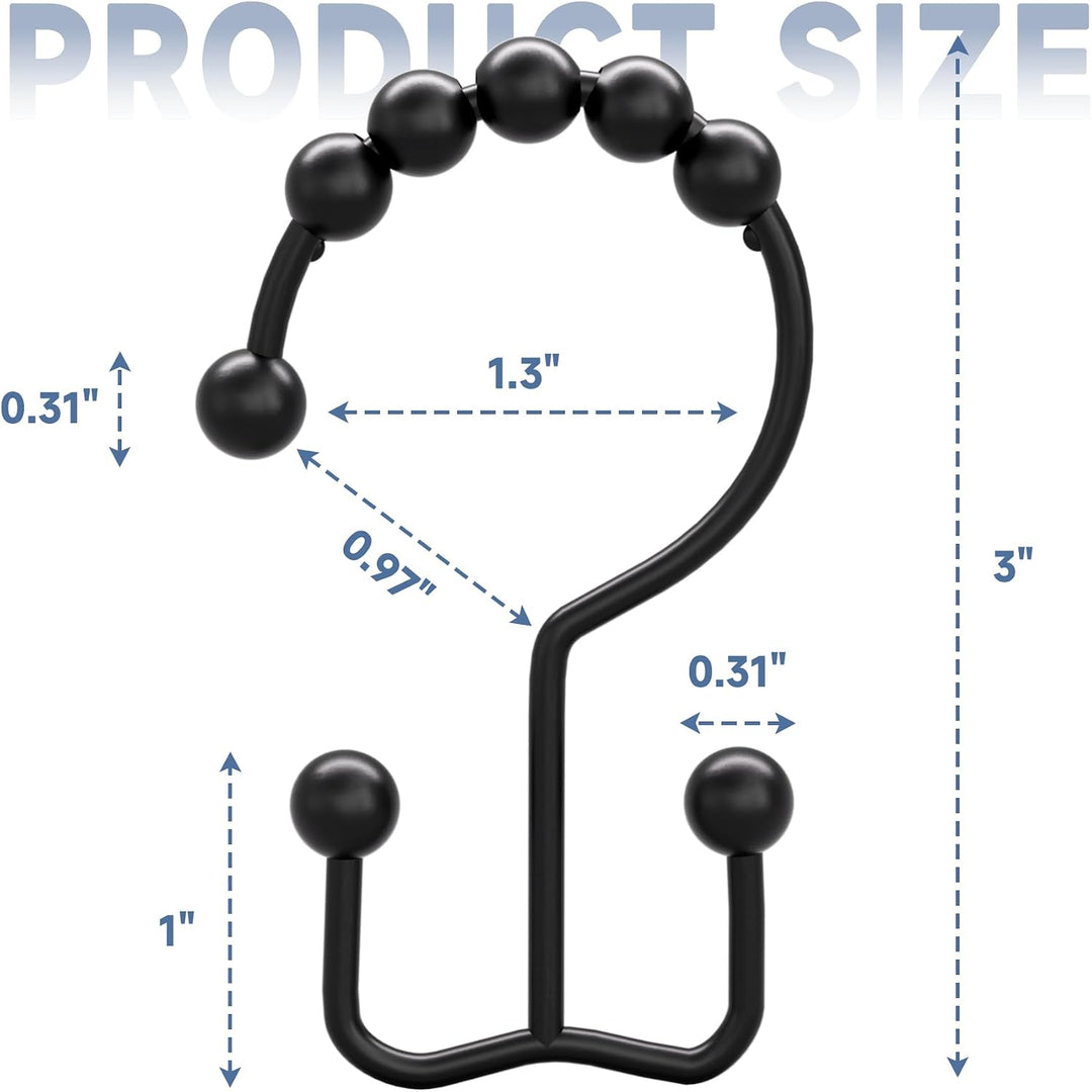 12 Matte Black Double-Glide Shower Curtain Hooks - Just Closeouts Canada Inc.X003XYIPZD